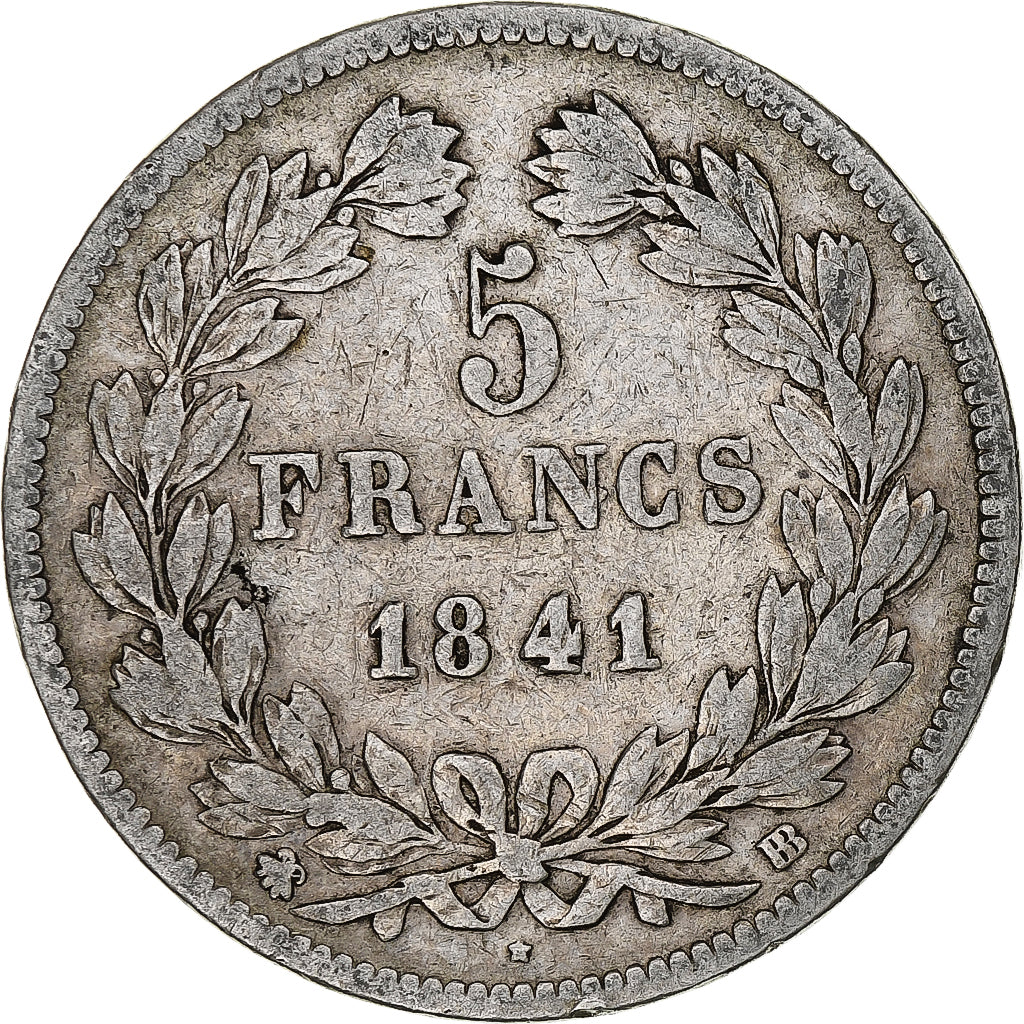 Coin, France, Louis-Philippe, 5 Francs, 1841, Strasbourg, VF(30-35), Silver