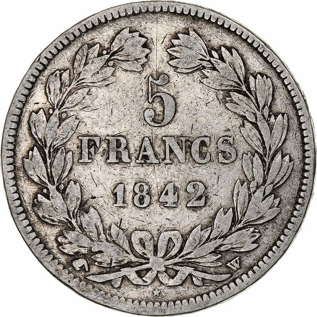 Moneta, Francia, Louis-Philippe, 5 Francs, 1842, Lille, MB, Argento, KM:749.13