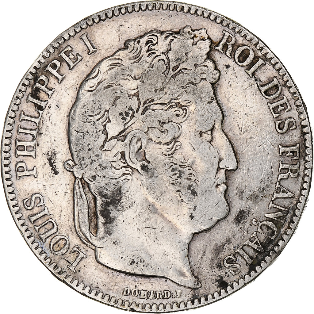 Moneta, Francia, Louis-Philippe, 5 Francs, 1843, Rouen, BB, Argento, KM:749.2