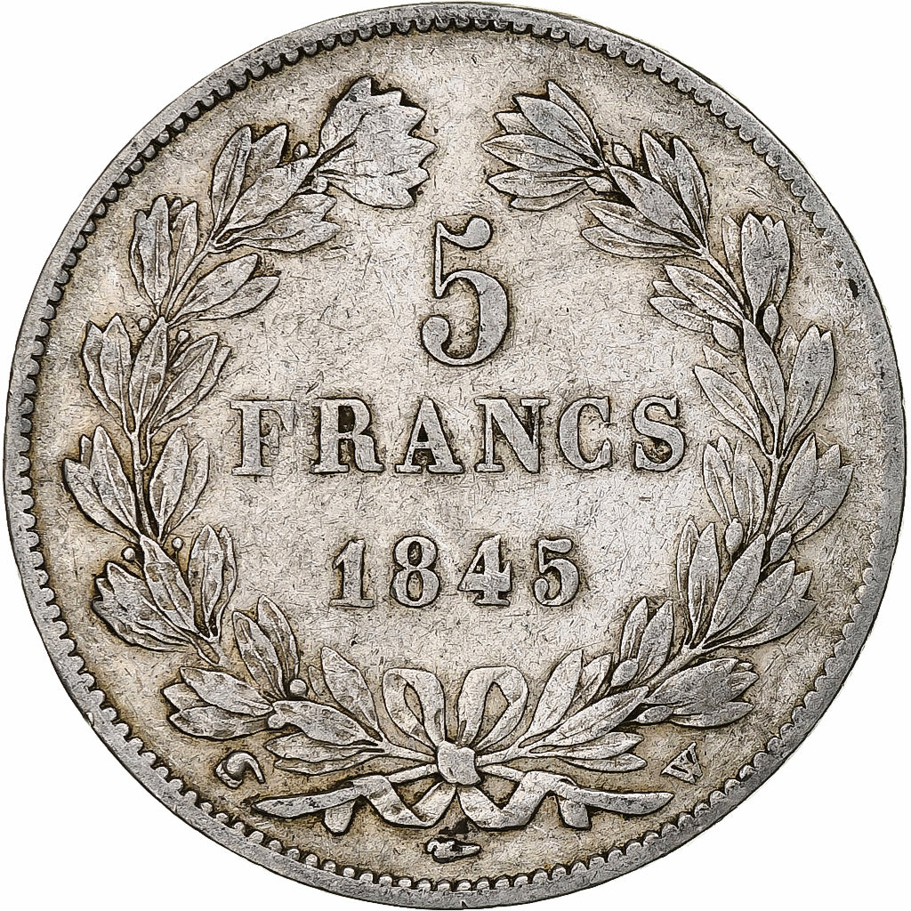 Moneta, Francia, Louis-Philippe, 5 Francs, 1845, Lille, BB, Argento, KM:749.13