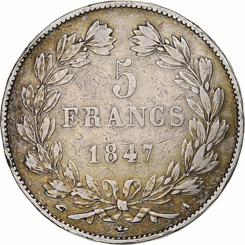 France, 5 Francs, Louis-Philippe, 1847, Paris, Silver, EF(40-45), Gadoury:678a