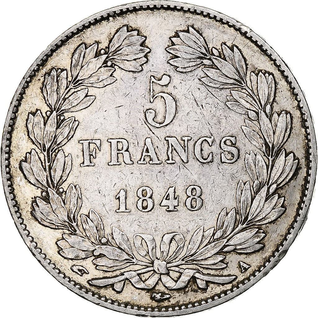 France, 5 Francs, Louis-Philippe, 1848, Paris, Argent, TTB, Gadoury:678a