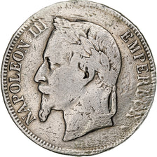 Monnaie, France, Napoleon III, Napoléon III, 5 Francs, 1868, Paris, B+, Argent