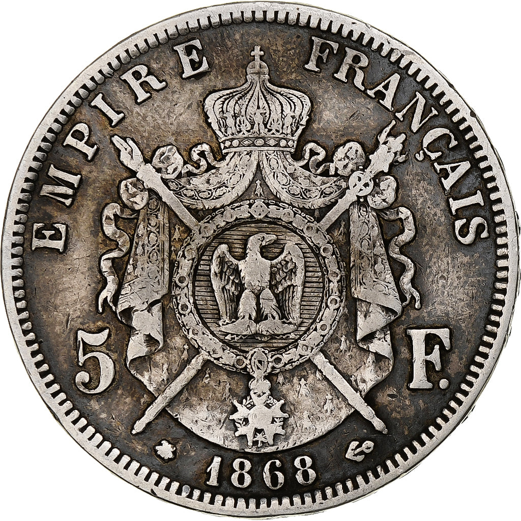 Munten, Frankrijk, Napoleon III, Napoléon III, 5 Francs, 1868, Paris, FR+