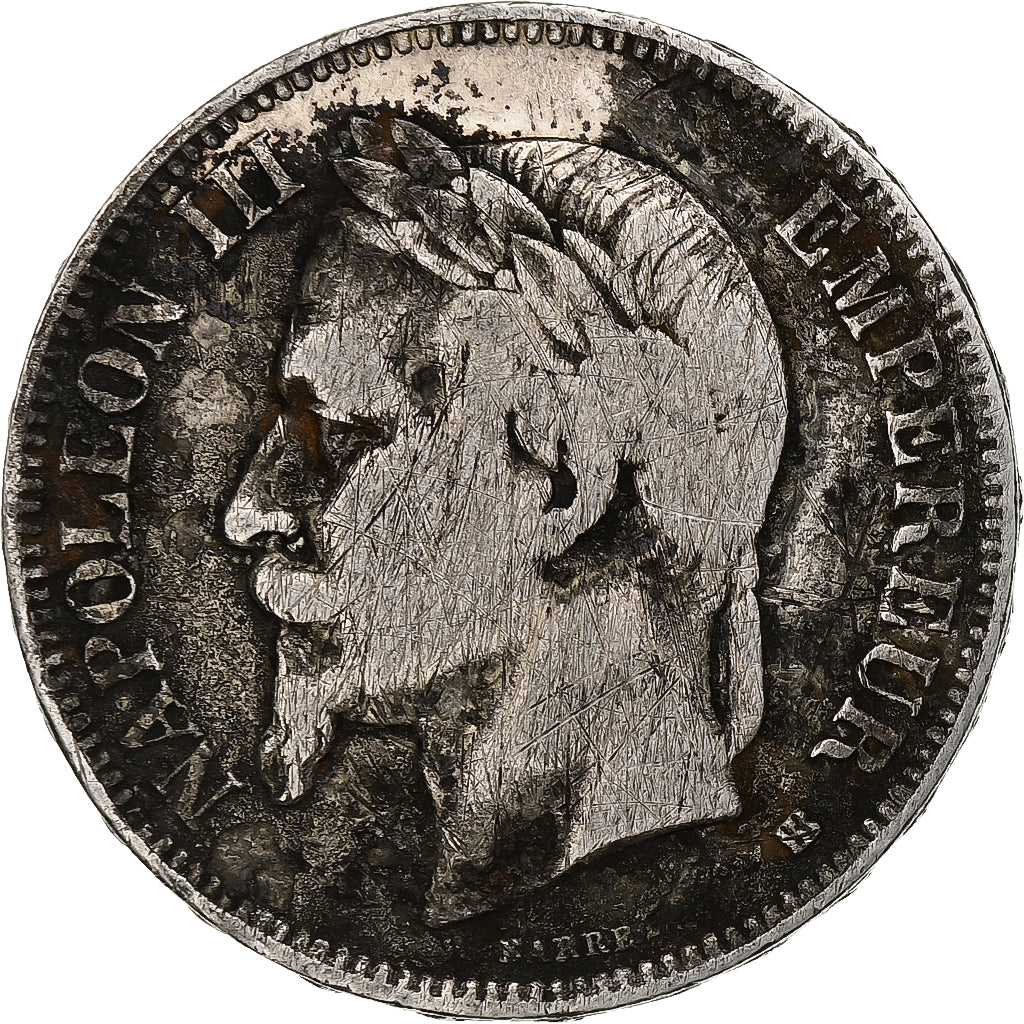 Moneta, Francja, Napoleon III, 5 Francs, 1868, Strasbourg, F(12-15), Srebro