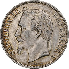 França, Napoleon III, 5 Francs, 1868, Strasbourg, Prata, EF(40-45), Gadoury:739