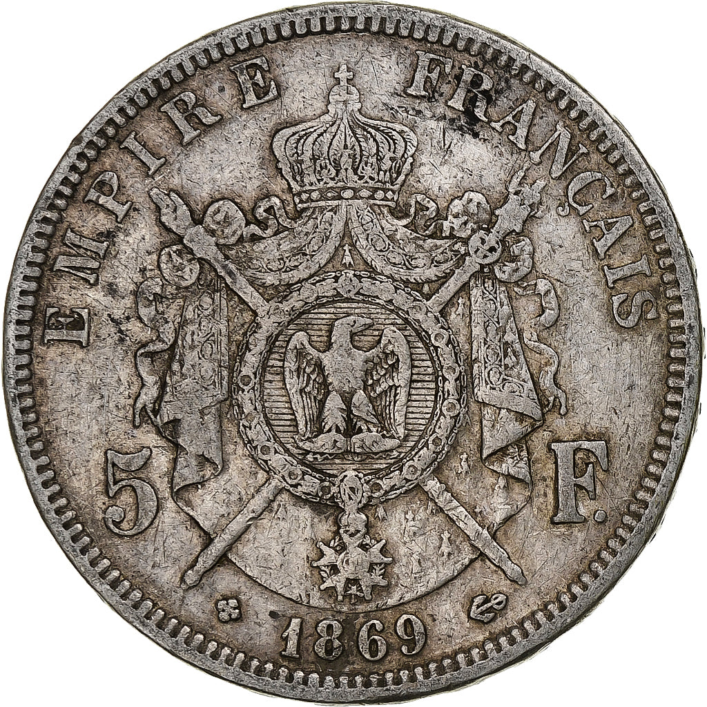 Munten, Frankrijk, Napoléon III, 5 Francs, 1869, Strasbourg, FR, Zilver