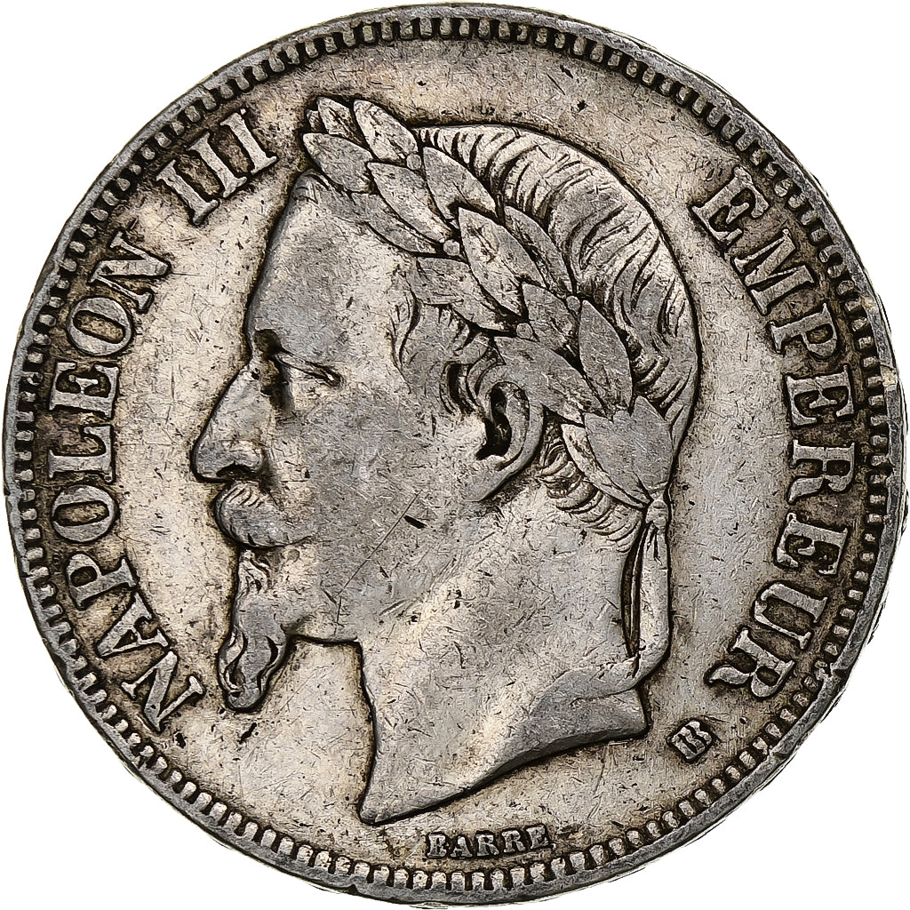 Coin, France, Napoléon III, 5 Francs, 1869, Strasbourg, VF(30-35), Silver
