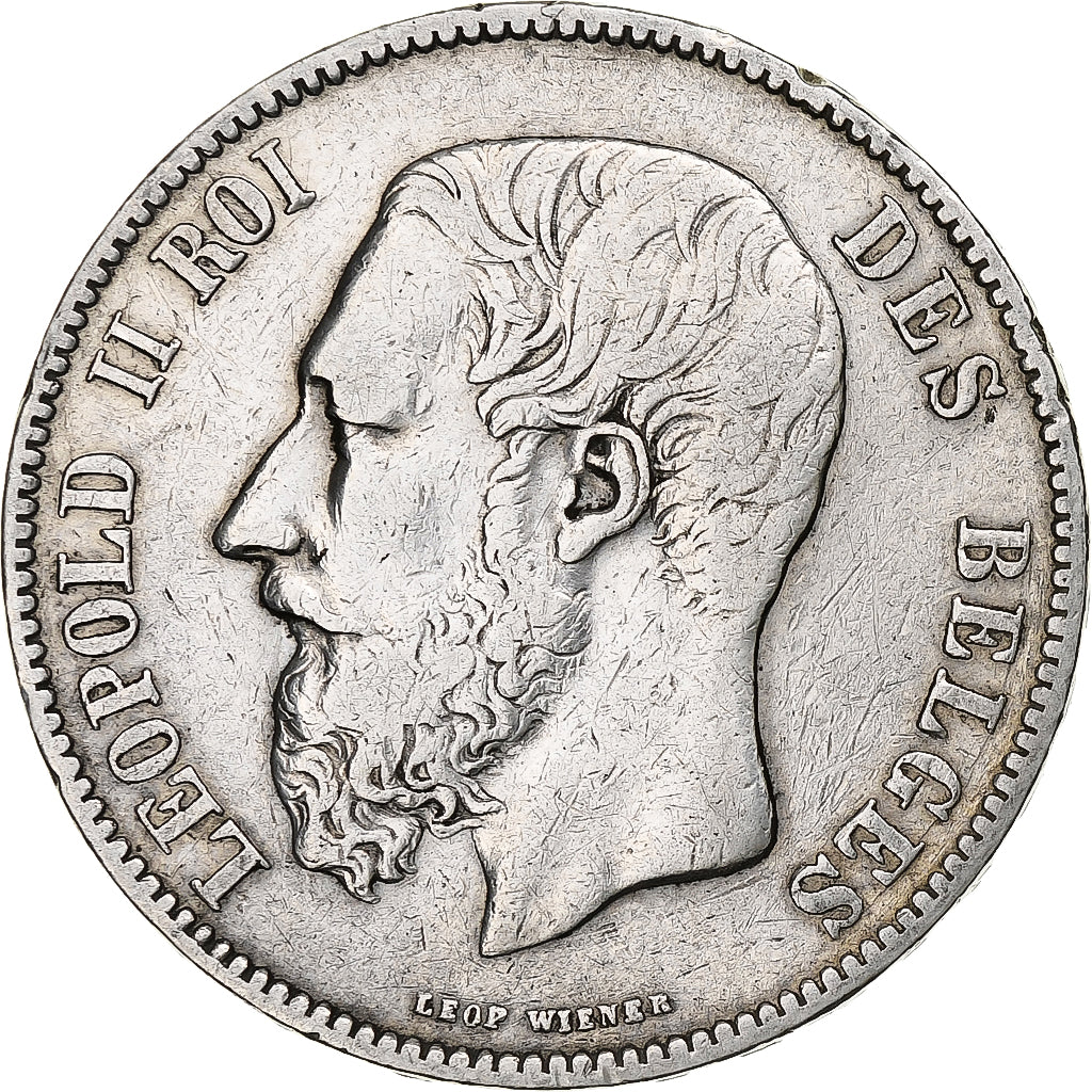 Moneta, Belgio, Leopold II, 5 Francs, 5 Frank, 1870, Brussels, MB, Argento