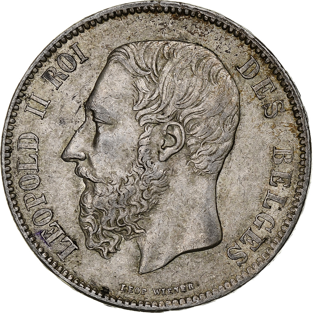 Moneta, Belgio, Leopold II, 5 Francs, 5 Frank, 1870, Brussels, BB, Argento