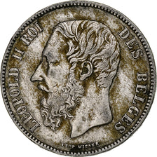 Munten, België, Leopold II, 5 Francs, 5 Frank, 1872, ZF, Zilver, KM:24