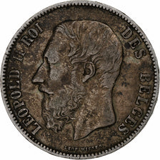 Moneta, Belgio, Leopold II, 5 Francs, 5 Frank, 1873, MB, Argento, KM:24