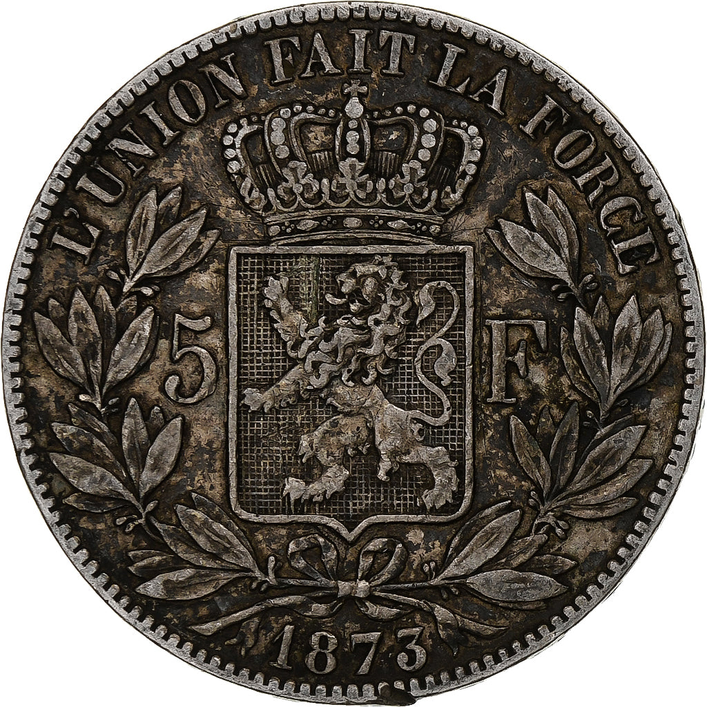 Moneta, Belgio, Leopold II, 5 Francs, 5 Frank, 1873, MB, Argento, KM:24