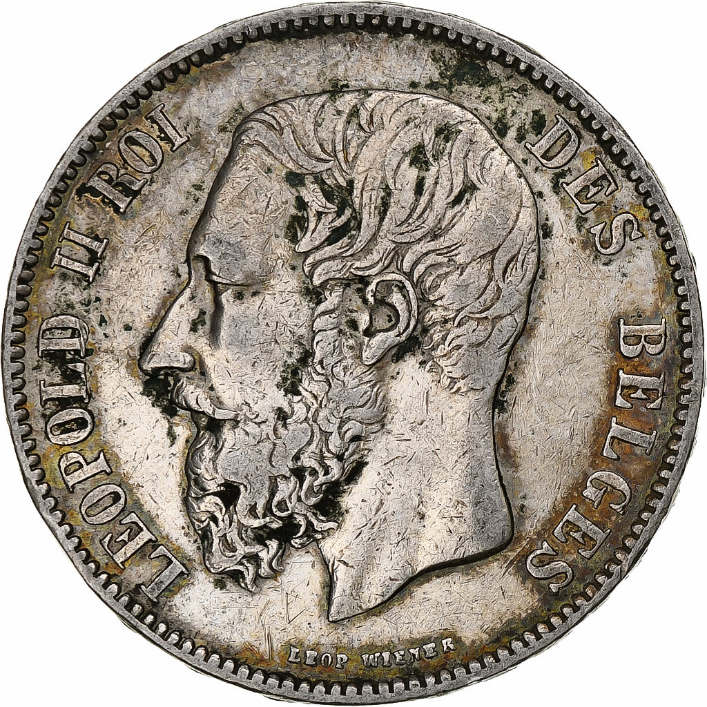 Munten, België, Leopold II, 5 Francs, 5 Frank, 1873, FR, Zilver, KM:24