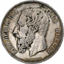 Munten, België, Leopold II, 5 Francs, 5 Frank, 1873, FR, Zilver, KM:24