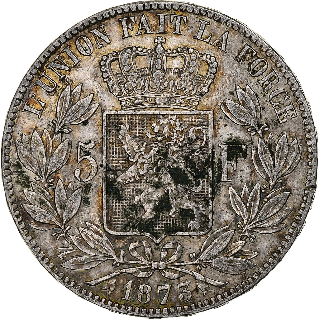 Munten, België, Leopold II, 5 Francs, 5 Frank, 1873, FR, Zilver, KM:24