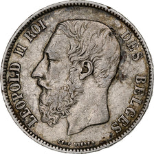Moneta, Belgia, Leopold II, 5 Francs, 5 Frank, 1873, VF(30-35), Srebro, KM:24