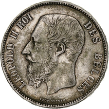 Munten, België, Leopold II, 5 Francs, 5 Frank, 1873, FR+, Zilver, KM:24
