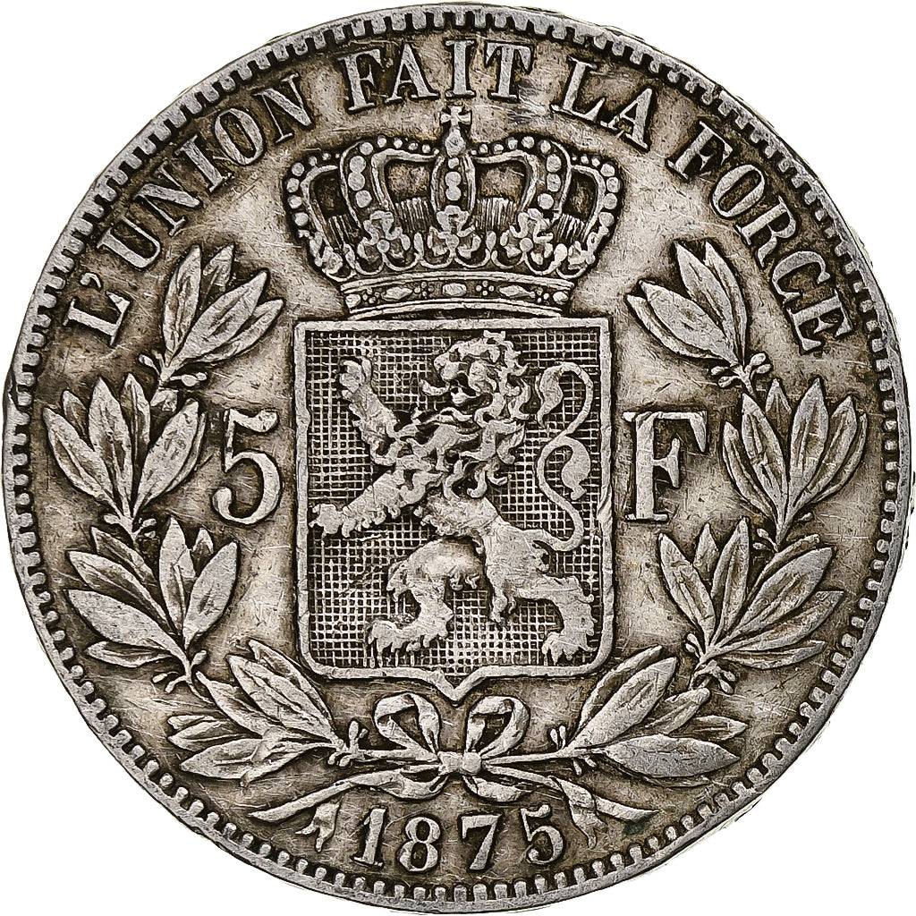 Coin, Belgium, Leopold II, 5 Francs, 5 Frank, 1875, VF(30-35), Silver, KM:24