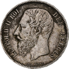 Moneta, Belgio, Leopold II, 5 Francs, 5 Frank, 1876, MB+, Argento, KM:24