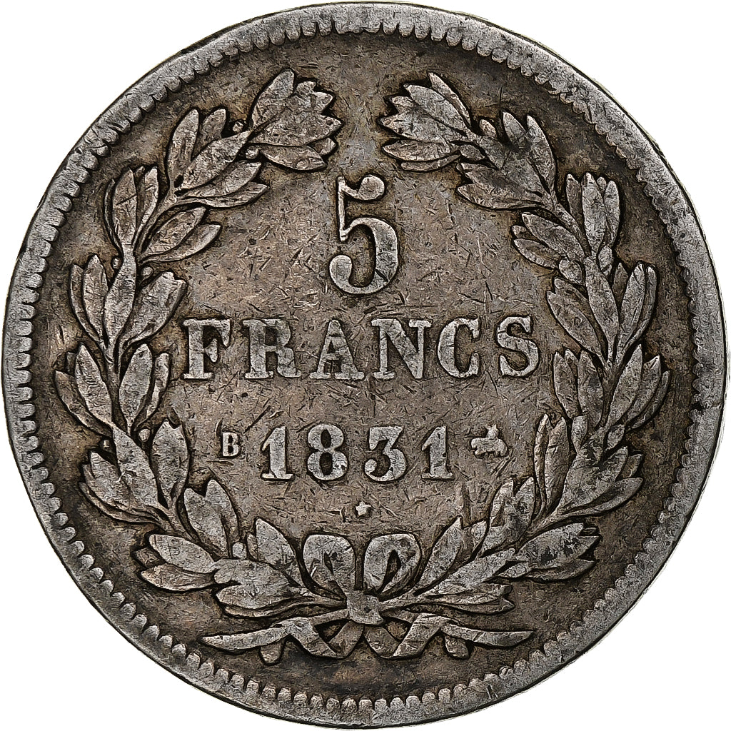 Monnaie, France, Louis-Philippe, 5 Francs, 1831, Rouen, TB, Argent