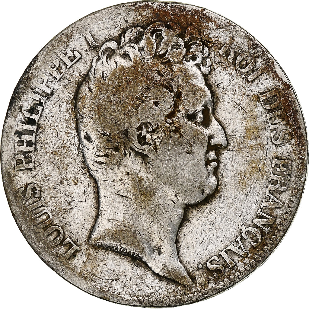 França, 5 Francs, Louis-Philippe, 1831, Lyon, Prata, VF(30-35), Gadoury:676