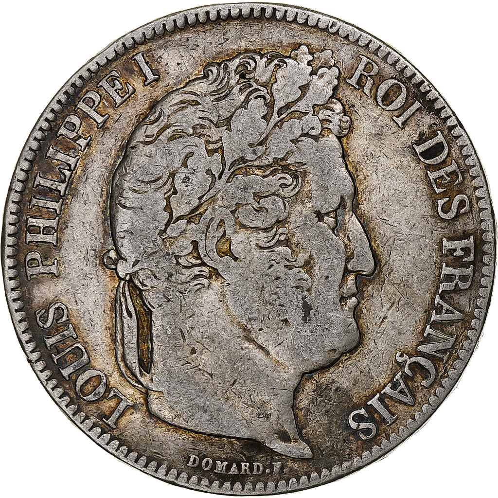 Moneta, Francia, Louis-Philippe, 5 Francs, 1833, Rouen, MB+, Argento, KM:749.2
