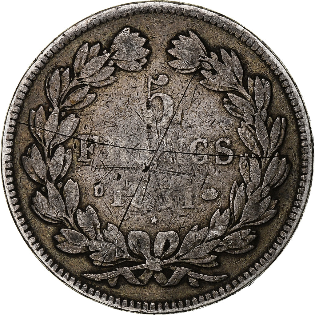 Moneta, Francia, Louis-Philippe, 5 Francs, 1831, Lyon, MB, Argento, KM:744.2