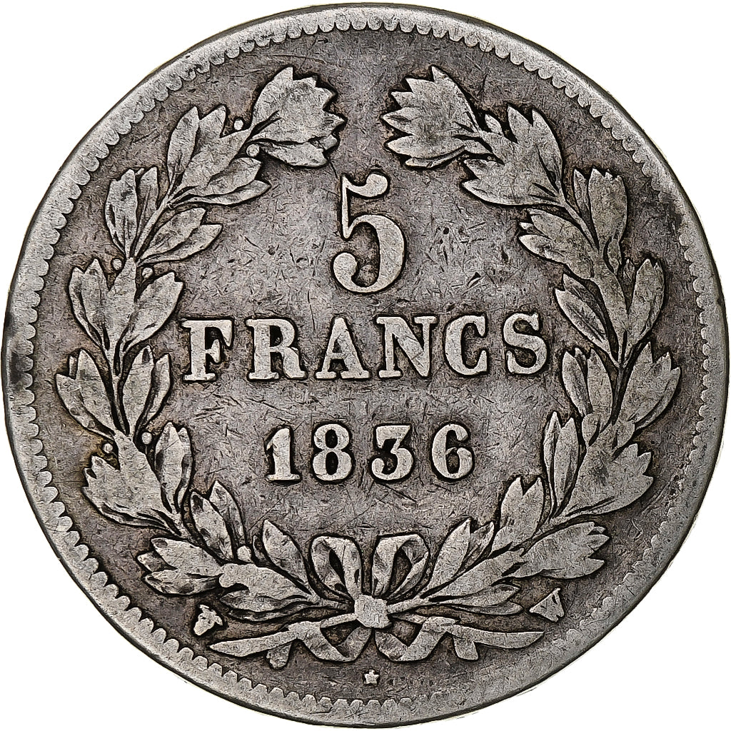 Monnaie, France, Louis-Philippe, 5 Francs, 1836, Lille, TB, Argent, Gadoury:678