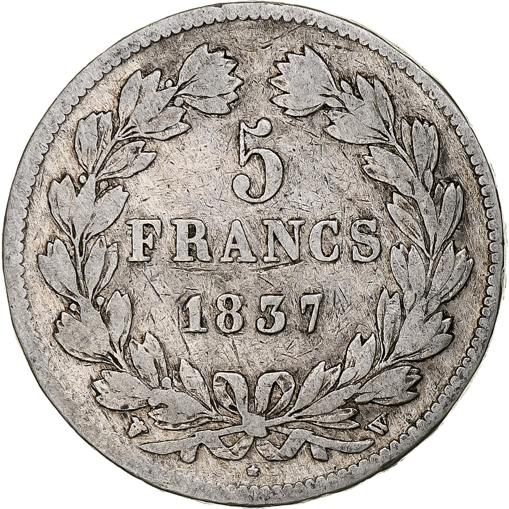 Monnaie, France, Louis-Philippe, 5 Francs, 1837, Lille, TB, Argent, Gadoury:678