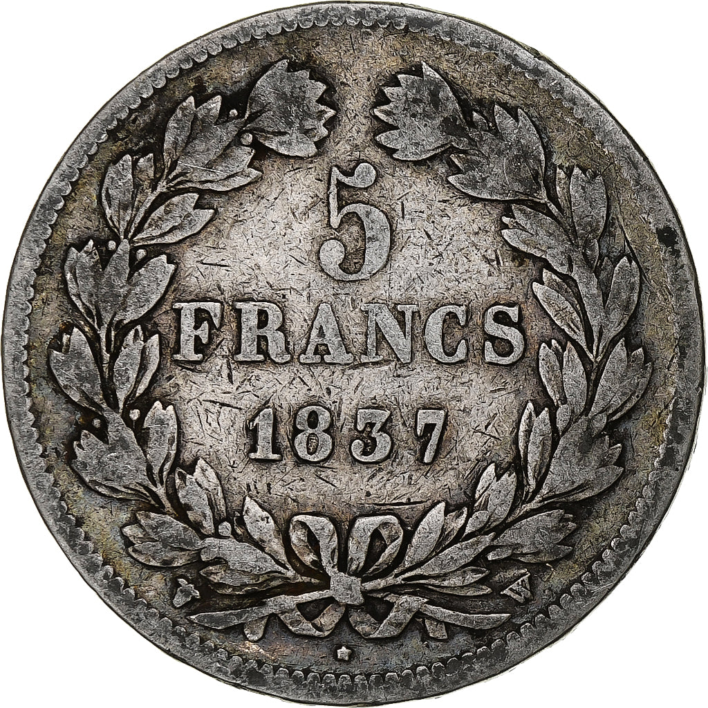 Monnaie, France, Louis-Philippe, 5 Francs, 1837, Lille, TB, Argent, Gadoury:678