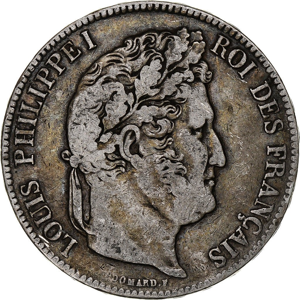 Moneta, Francia, Louis-Philippe, 5 Francs, 1838, Paris, MB+, Argento, KM:749.1