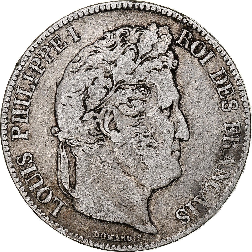 Moneta, Francia, Louis-Philippe, 5 Francs, 1838, Rouen, MB+, Argento, KM:749.2