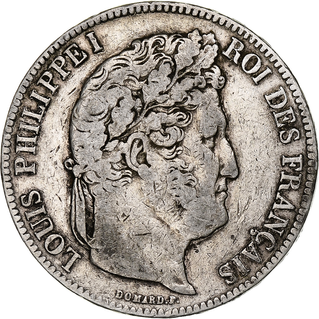 Moneta, Francia, Louis-Philippe, 5 Francs, 1840, Rouen, MB+, Argento, KM:749.2