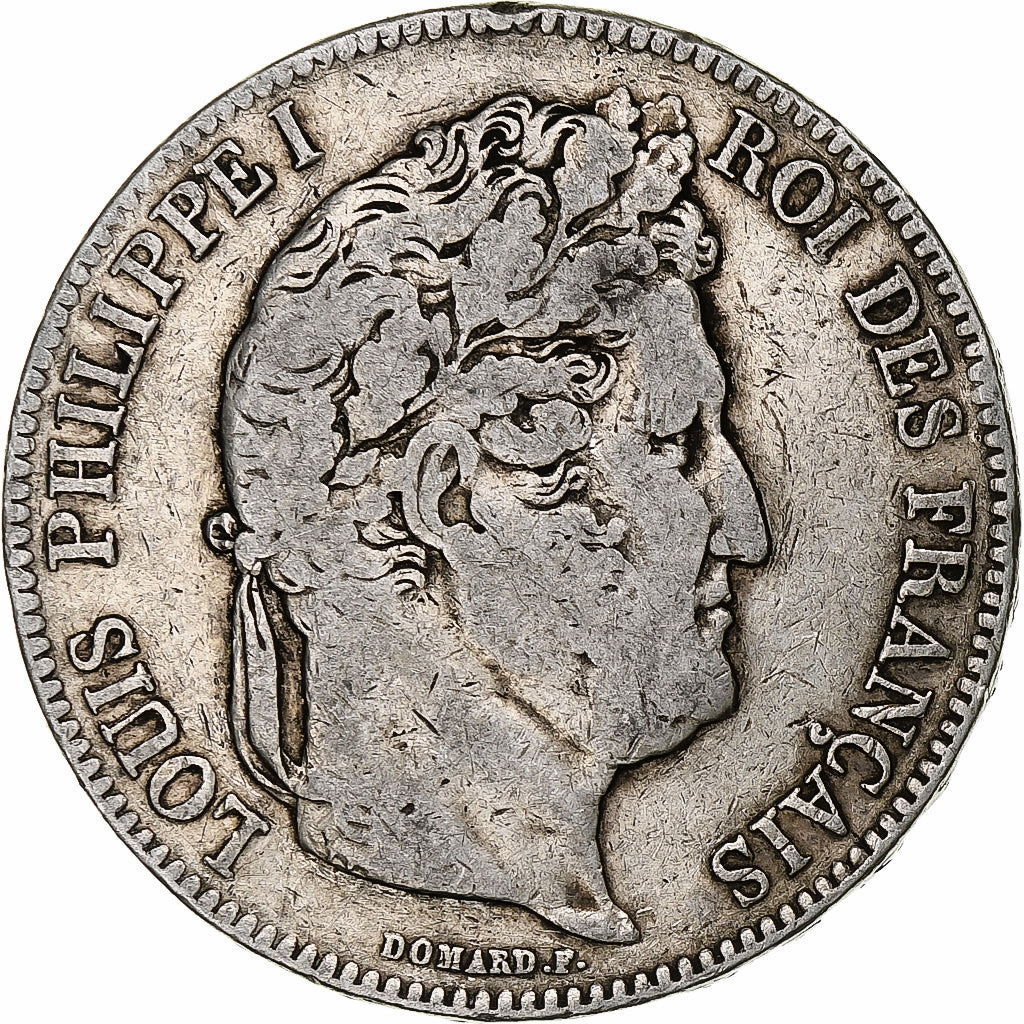 Moneta, Francia, Louis-Philippe, 5 Francs, 1842, Rouen, MB, Argento, KM:749.2