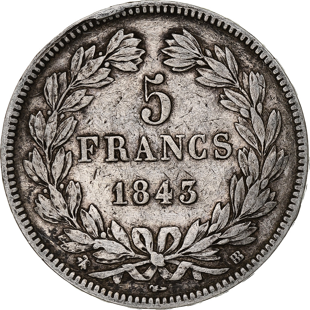 Frankreich, 5 Francs, Louis-Philippe, 1843, Strasbourg, Silber, S, Gadoury:678