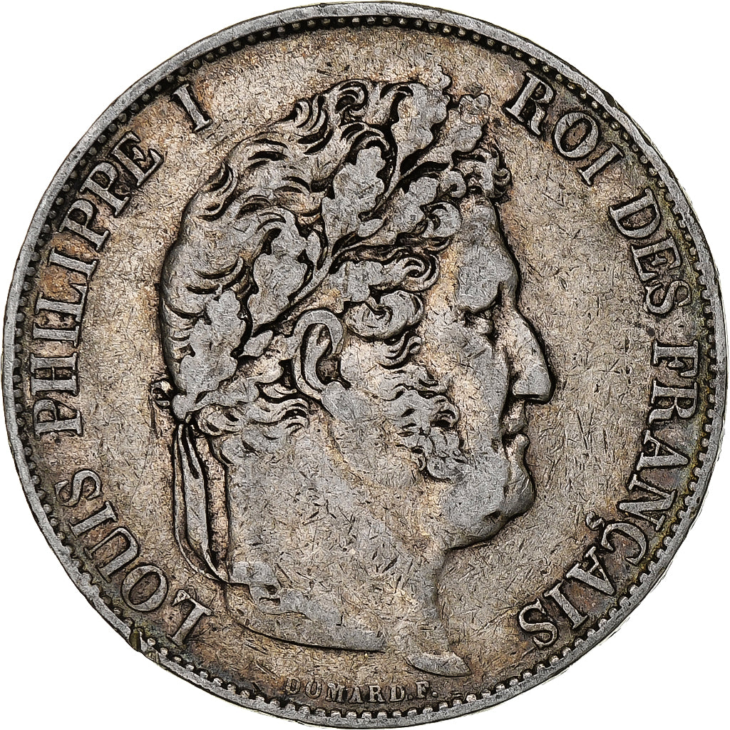 França, 5 Francs, Louis-Philippe, 1844, Lille, Prata, EF(40-45), Gadoury:678a