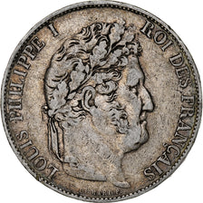 França, 5 Francs, Louis-Philippe, 1844, Lille, Prata, EF(40-45), Gadoury:678a