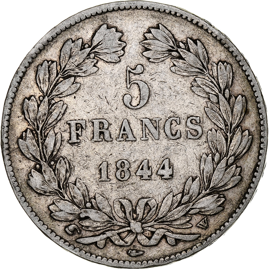 França, 5 Francs, Louis-Philippe, 1844, Lille, Prata, EF(40-45), Gadoury:678a