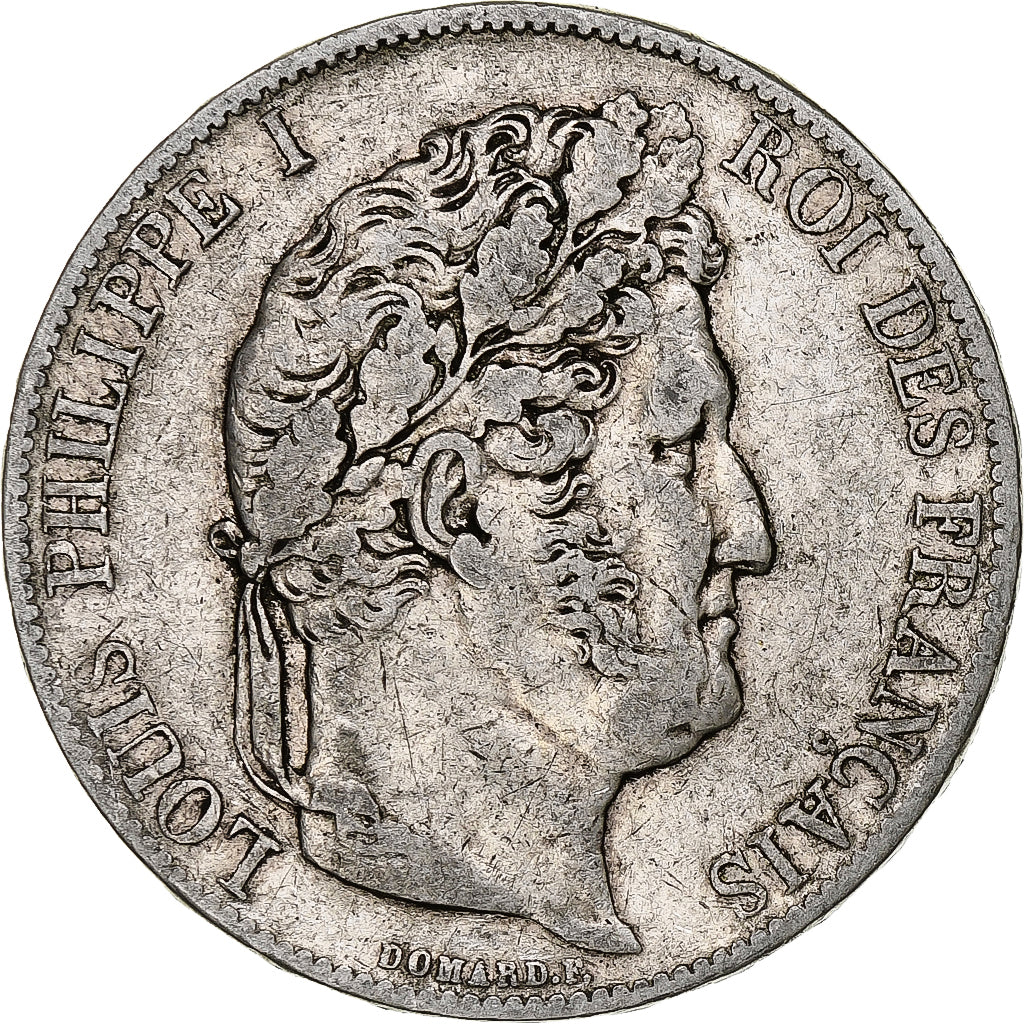 France, 5 Francs, Louis-Philippe, 1845, Paris, Silver, EF(40-45), Gadoury:678a
