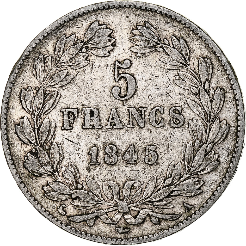 France, 5 Francs, Louis-Philippe, 1845, Paris, Silver, EF(40-45), Gadoury:678a