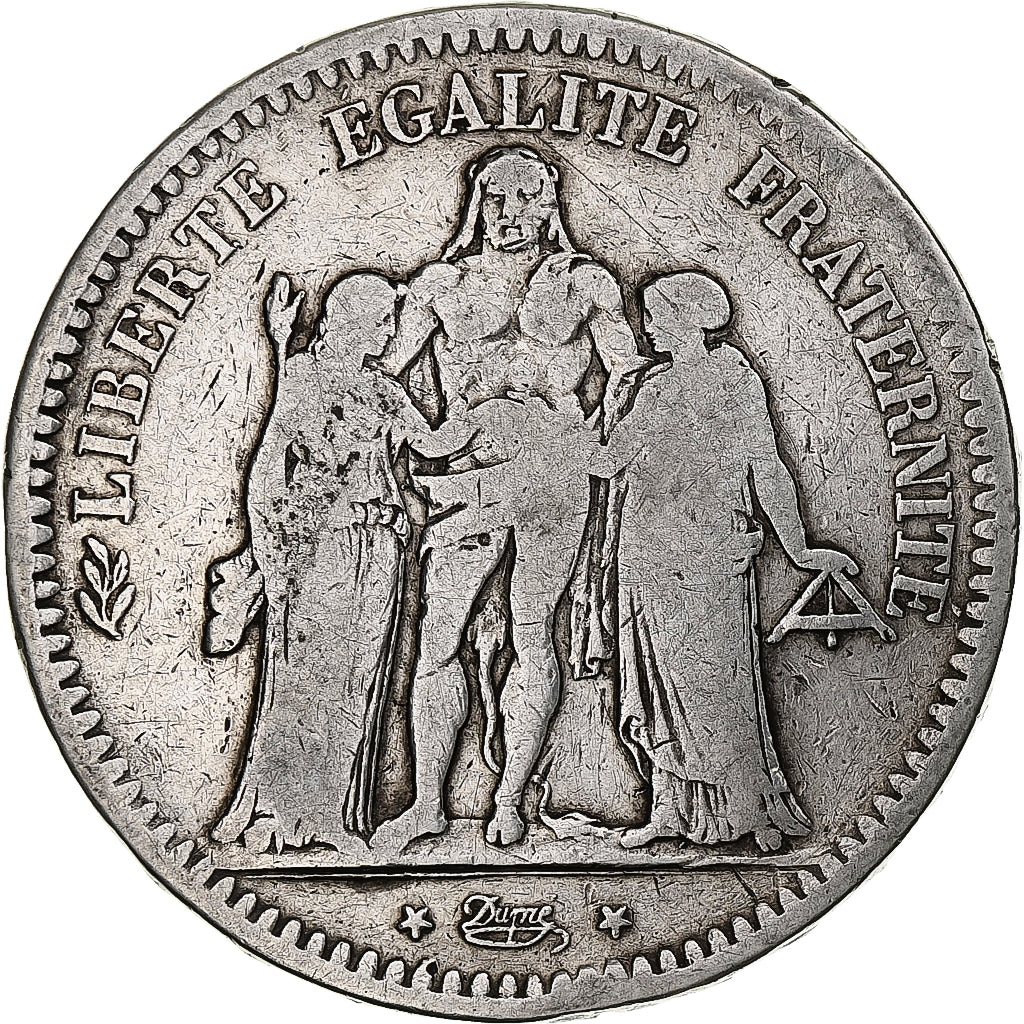 Monnaie, France, Hercule, 5 Francs, 1848, Paris, TB, Argent, Gadoury:683