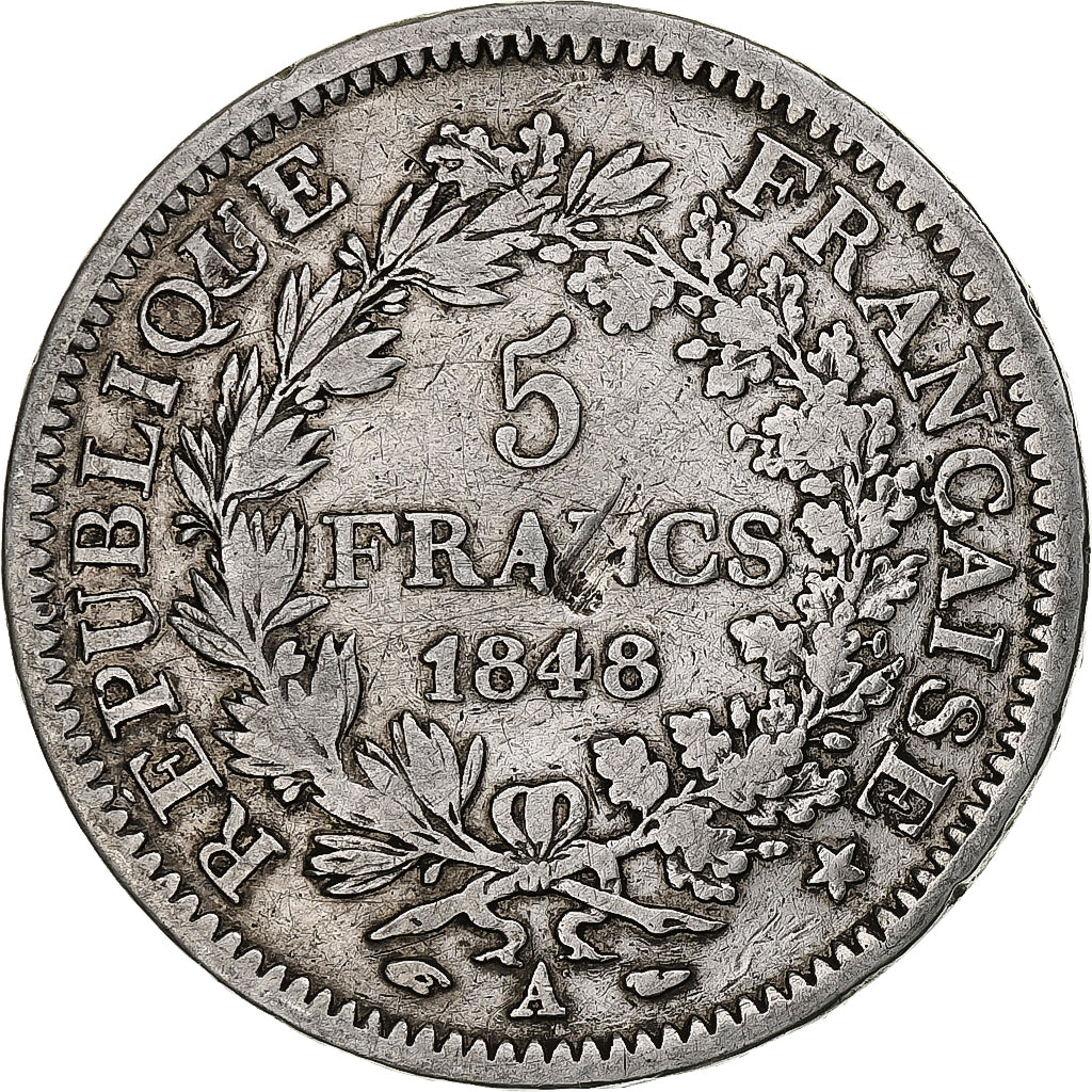 Monnaie, France, Hercule, 5 Francs, 1848, Paris, TB, Argent, Gadoury:683