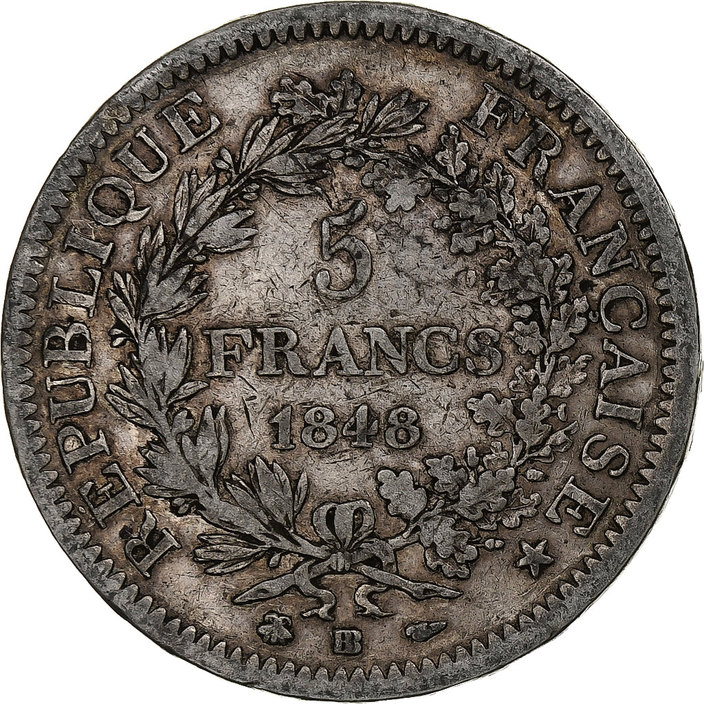 Monnaie, France, Hercule, 5 Francs, 1848, Strasbourg, TB+, Argent, Gadoury:683