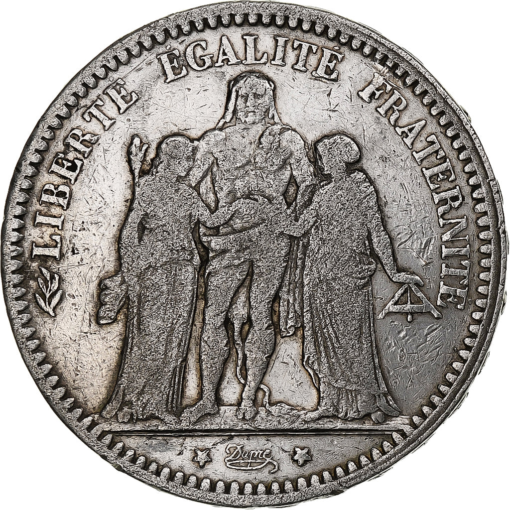 Moneda, Francia, Hercule, 5 Francs, 1873, Paris, BC+, Plata, KM:820.1