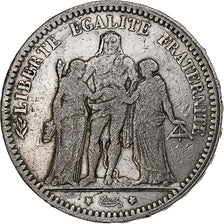 Moneda, Francia, Hercule, 5 Francs, 1873, Paris, BC+, Plata, KM:820.1