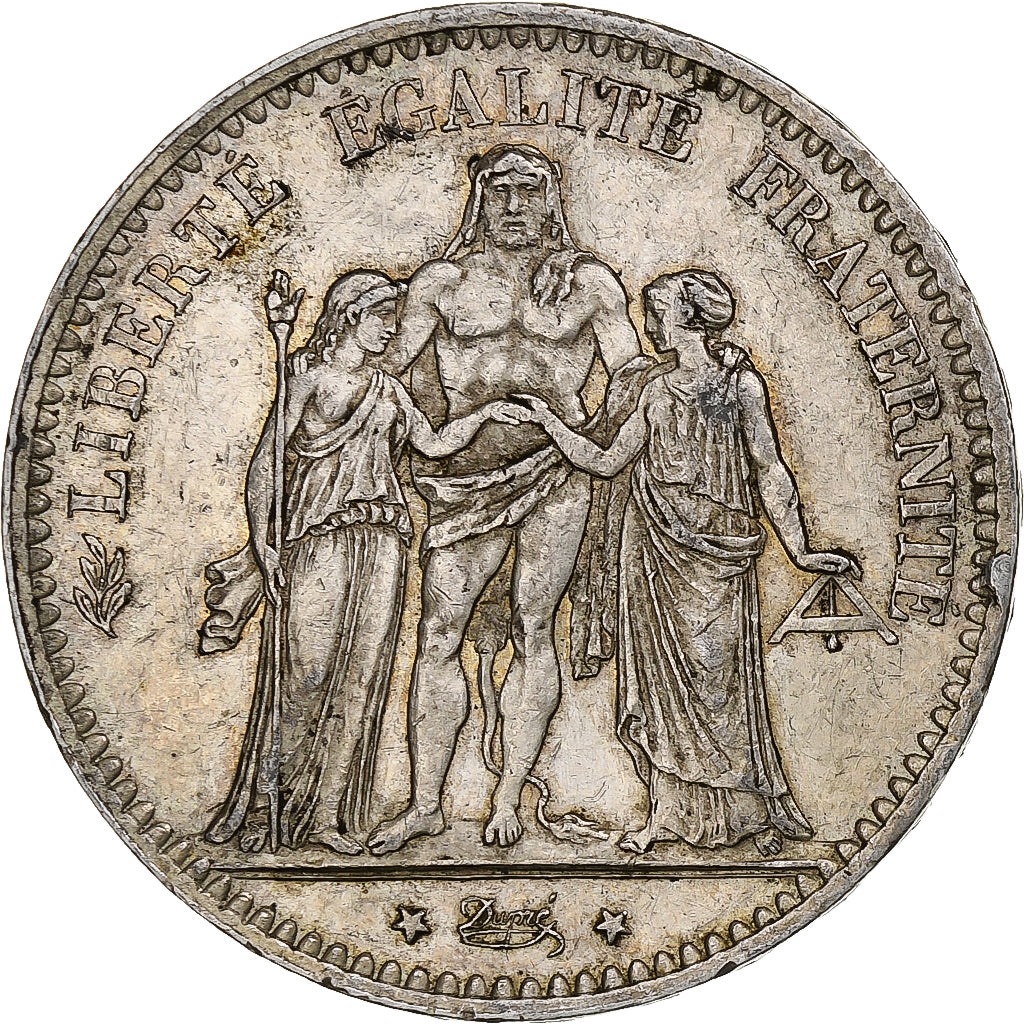 Moneta, Francia, Hercule, 5 Francs, 1876, Paris, BB, Argento, KM:820.1