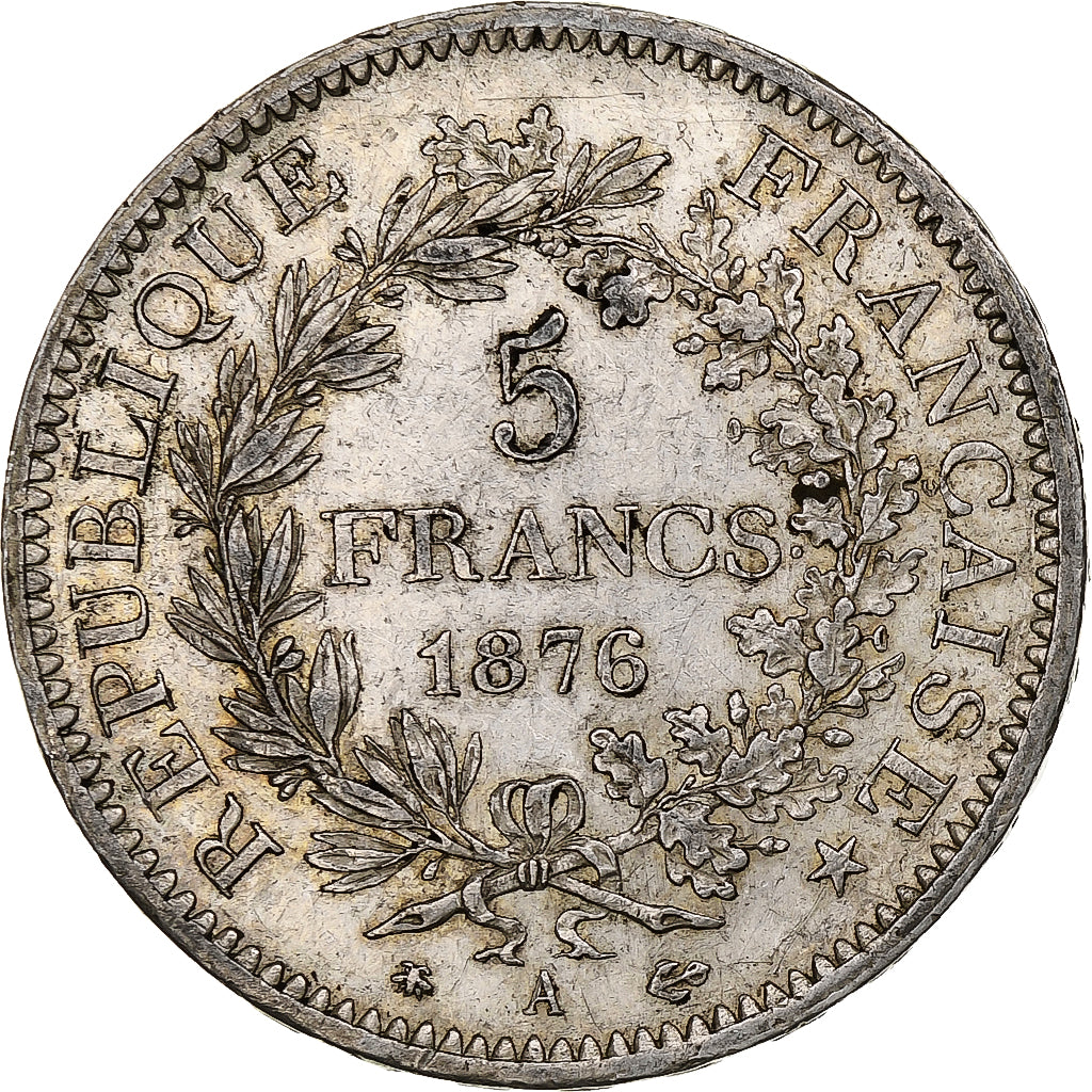 Moneta, Francia, Hercule, 5 Francs, 1876, Paris, BB, Argento, KM:820.1