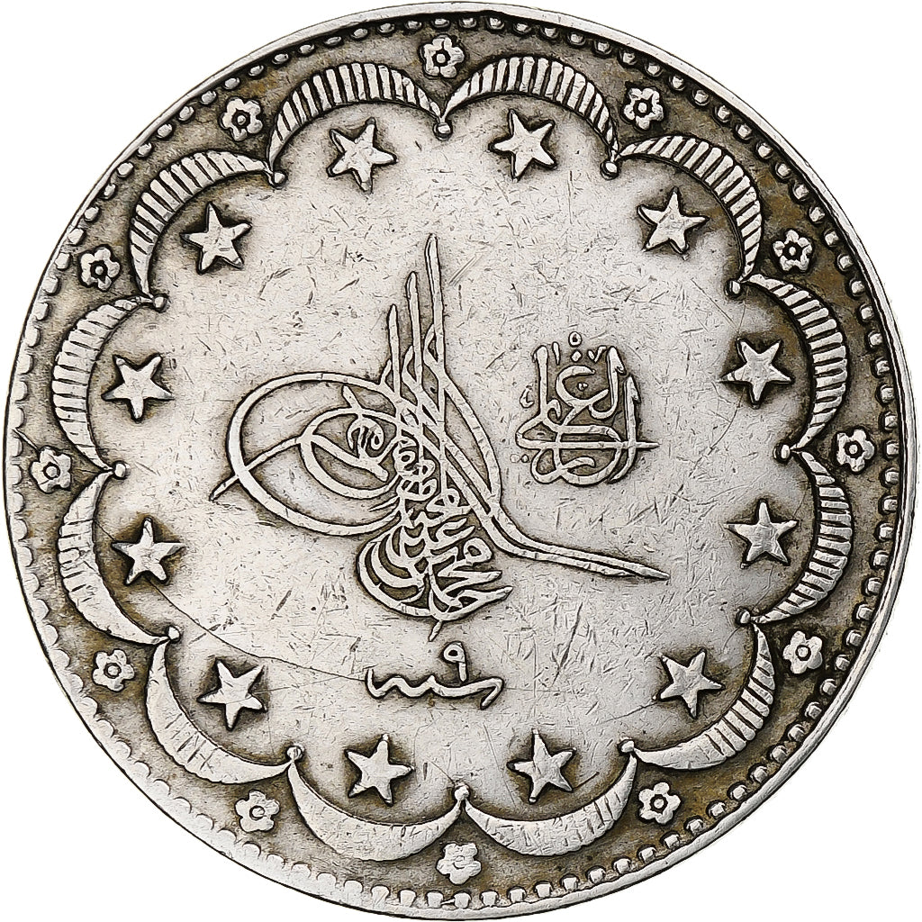 Turchia, Muhammad V, 20 Kurush, 1917, Qustantiniyah, BB, Argento, KM:780