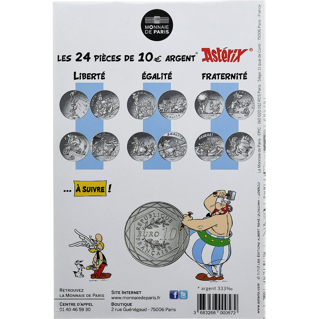 Frankreich, 10 Euro, Astérix Liberté (La rose et le glaive), 2015, Paris, B.D